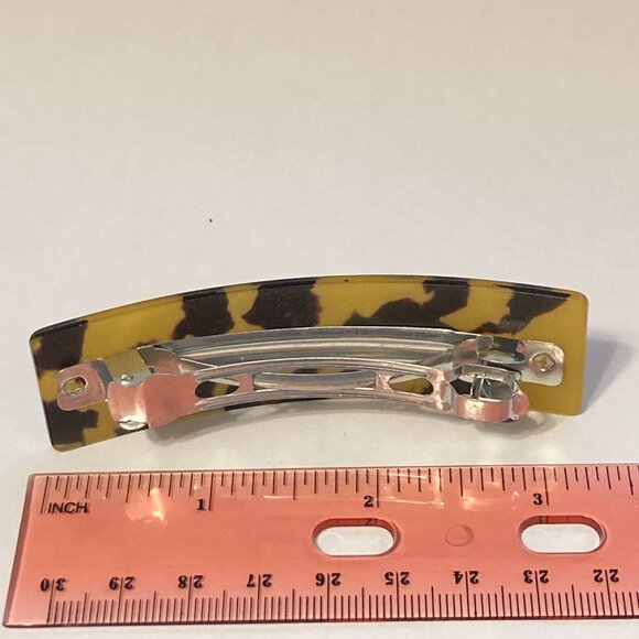 Large Tan Brown Tortoise Shell Confetti Acrylic Hair Barrette French Clip Style - Picture 9 of 9